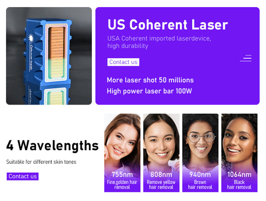 Máy loại bỏ lông bằng laser chuyên nghiệp cho khuôn mặt và cơ thể với tính năng làm mát da