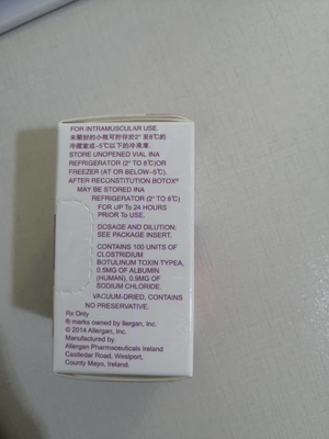 Tiêm mặt Allergan Botulinum Loại bỏ Độc tố Nếp nhăn